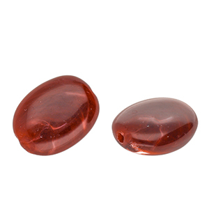 Perles acryliques ovale Rouge-blanc marbr&eacute;