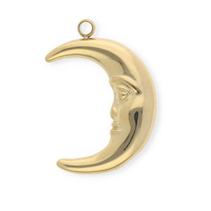 Breloques en acier Inox lune Dor&eacute;