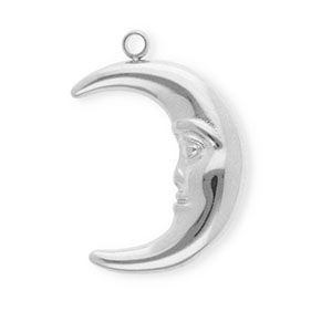 Breloques en acier Inox lune Argent&eacute;