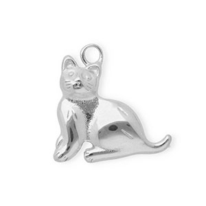 Breloques en acier Inox chat Argent&eacute;