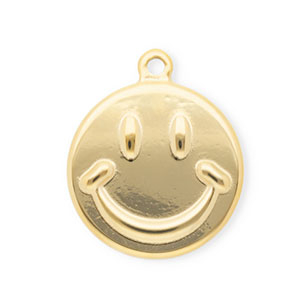 Breloques en acier Inox souriant Dor&eacute;