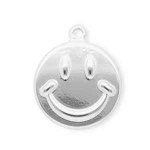 Breloques en acier Inox souriant Argent&eacute;