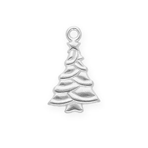 Breloques en acier Inox sapin de No&euml;l Argent&eacute;