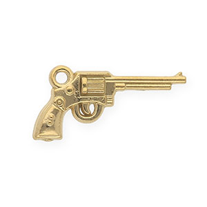 Breloques en acier Inox revolver Dor&eacute;