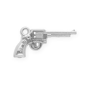 Breloques en acier Inox revolver Argent&eacute;