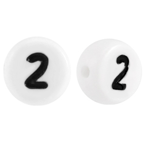 Perles acryliques chiffres 2 blanc