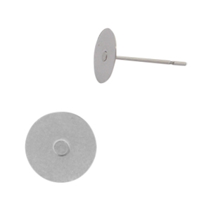 Boucles d'oreilles en acier inox pour cabochon 7mm et flatback SS34 Argent&eacute; 