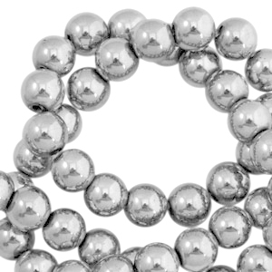 Perles h&eacute;matites rond 4mm gris clair