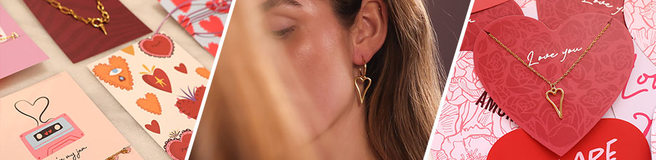 Cartes &agrave; bijoux et breloques c&oelig;ur pour la St-Valentin
