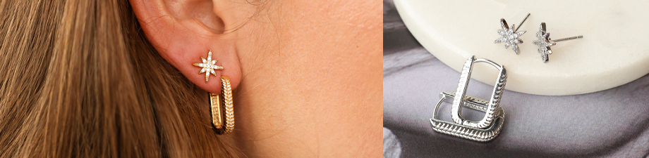 NOUVEAU! Boucles d'oreilles en laiton TQ avec zirconium