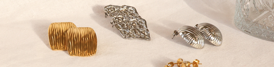 Boucle d'Oreille & Bracelet en acier inoxydable