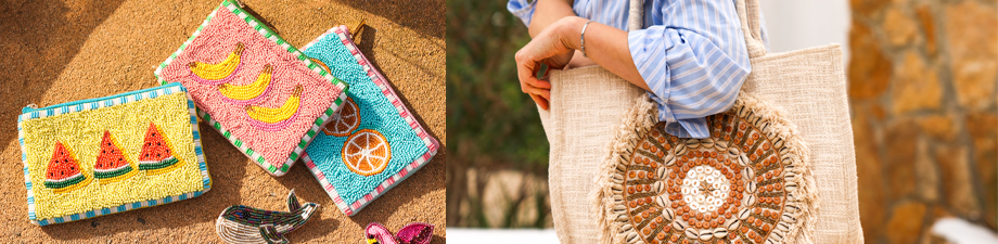 Sacs de plage, pochettes et portefeuilles