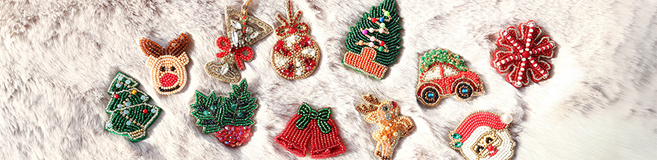 Nouvelle collection de broches de No&euml;l avec perles