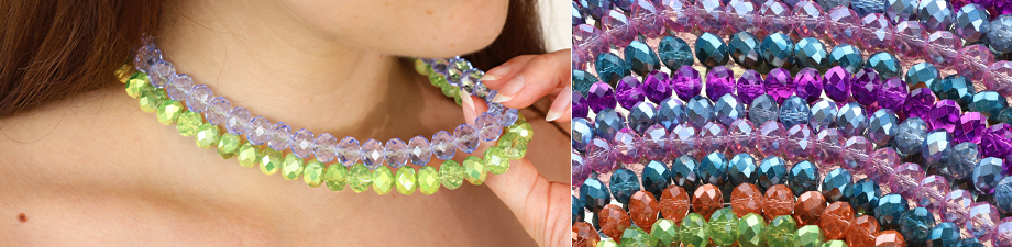 Magnifique collection de perles &agrave; facettes 