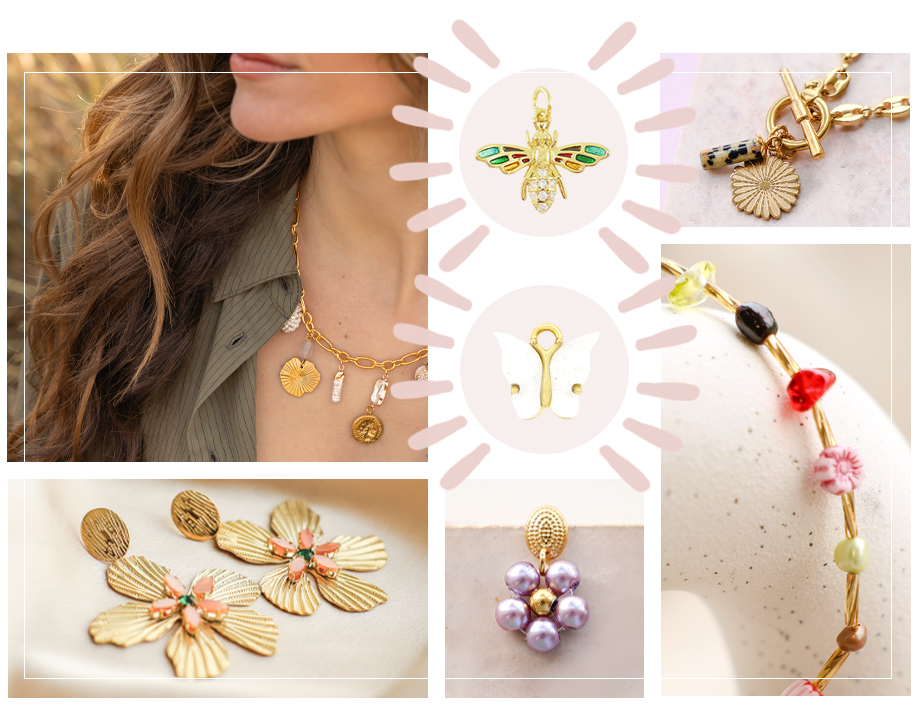 Perles et breloques fleurs